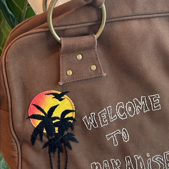 Brown 'Welcome to Paradise' Tote Bag - Picture 2 of 8